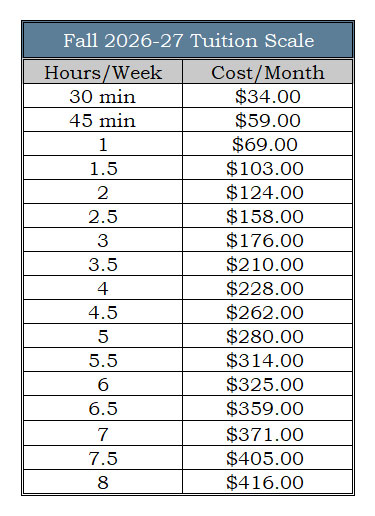 UDA Competitive Tuition Scale